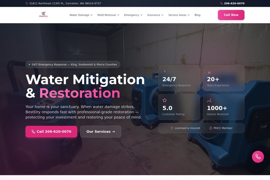 BestDry website designed by Headflood