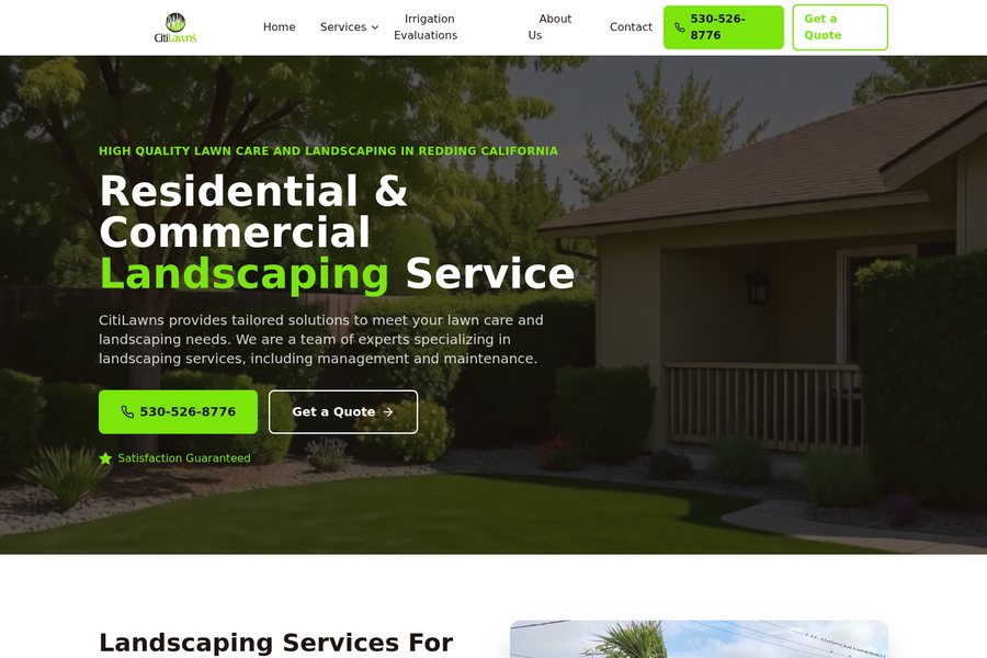 CitiLawns website designed by Headflood