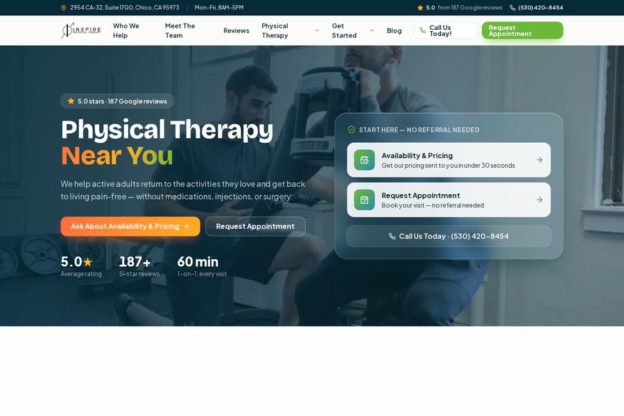 Inspire Physical Therapy website designed by Headflood